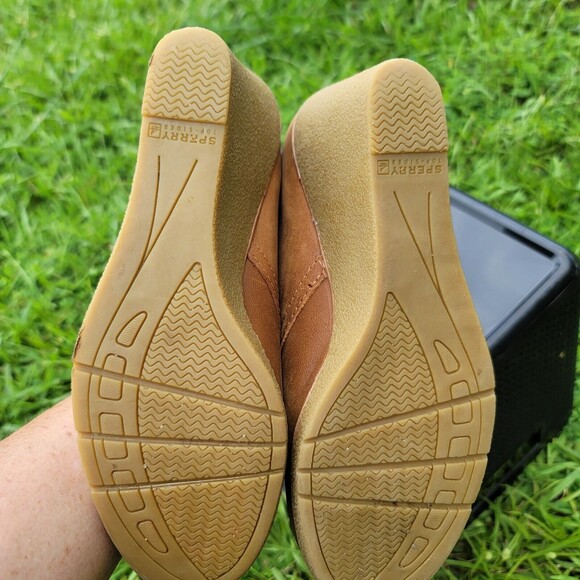 Sperry Boots Womens 8.5M Harlow Burnished Wedge Ankle Bootie Brown Leather Heels - Picture 5 of 7